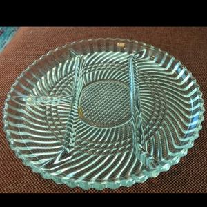Dominion Swirled Clear Glass Cheese Tray
